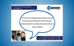 Moving and Handling Pledge from NHS Trust in Speech Bubble